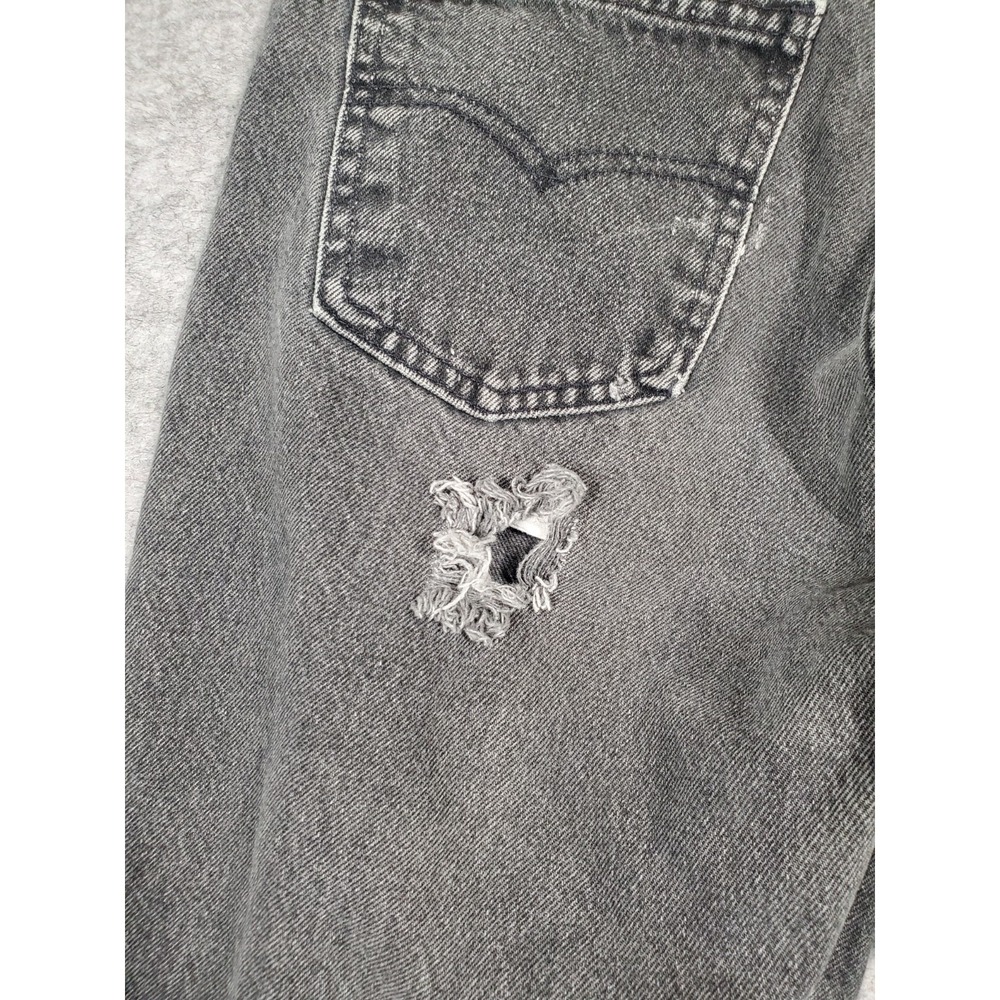 Vintsge Levi's 560 Orange Tab Jeans Mens 31x32 Black USA Loose Taper Distressed - Picture 2 of 16